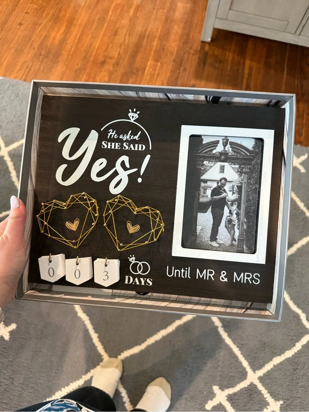 Wedding Countdown to Mr. & Mrs. Wedding Photo Frame - Black and Gold